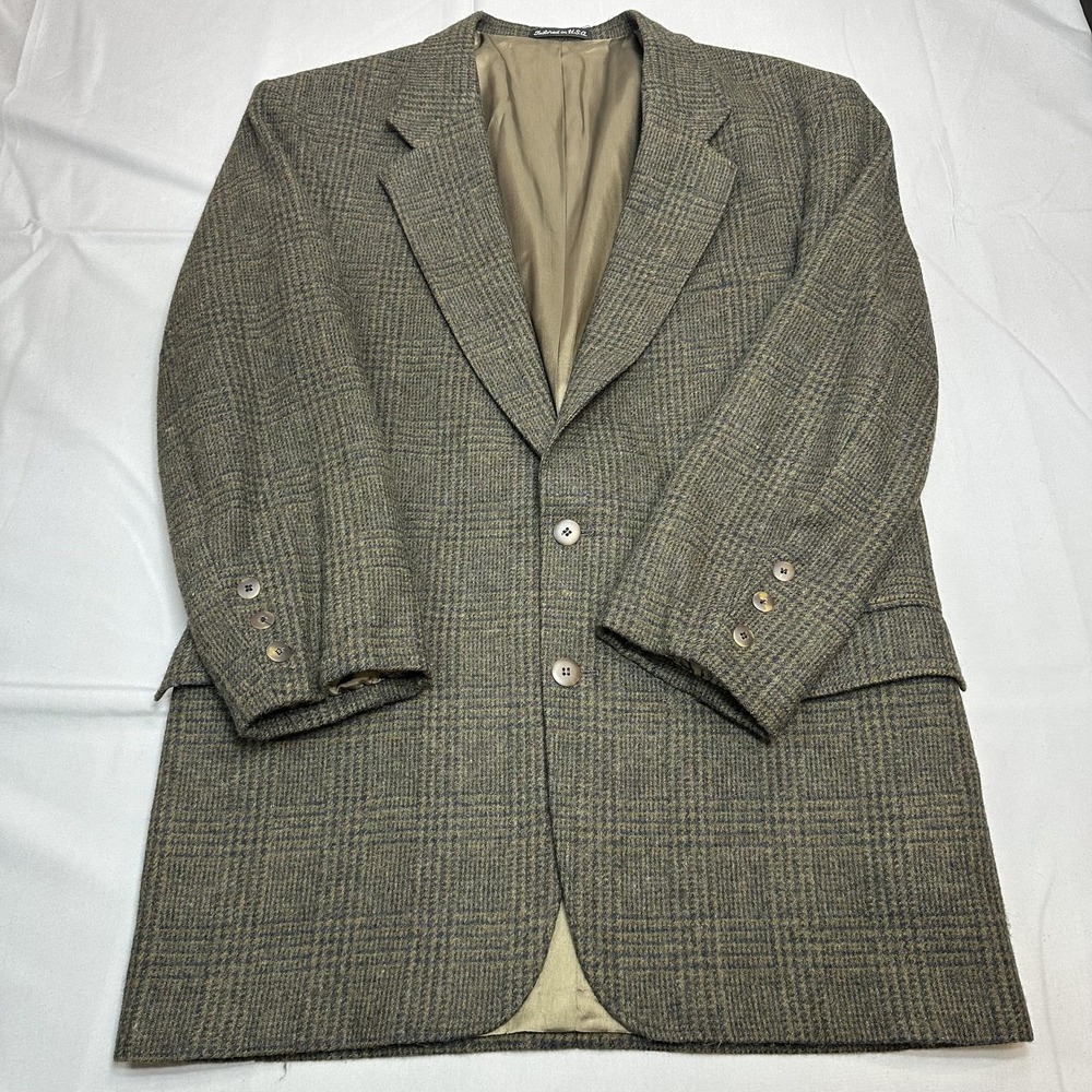 Woolrich Sport Coat Mens Medium 44 Green Plaid Wool Tweed Blazer Heritage USA